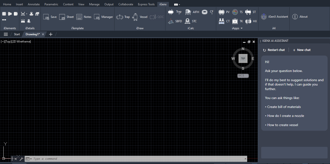Before: an empty AutoCAD drawing canvas